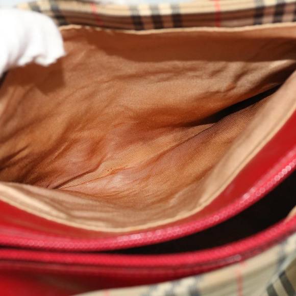 Burberrys Nova Check Hand Bag Canvas Beige Red Auth 53246 - Picture 12 of 16